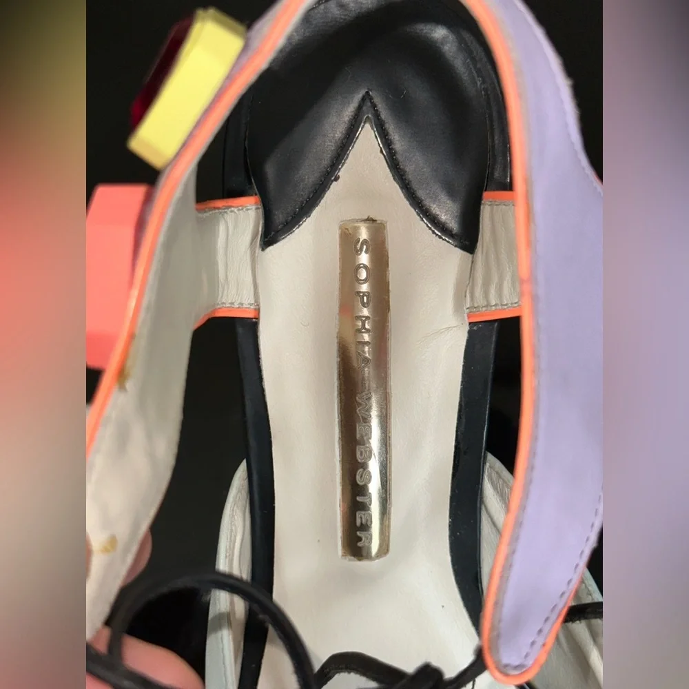 Sophia Webster Woman Multicolor Sandals leather Crystal Lace Size 9 - Picture 3 of 4